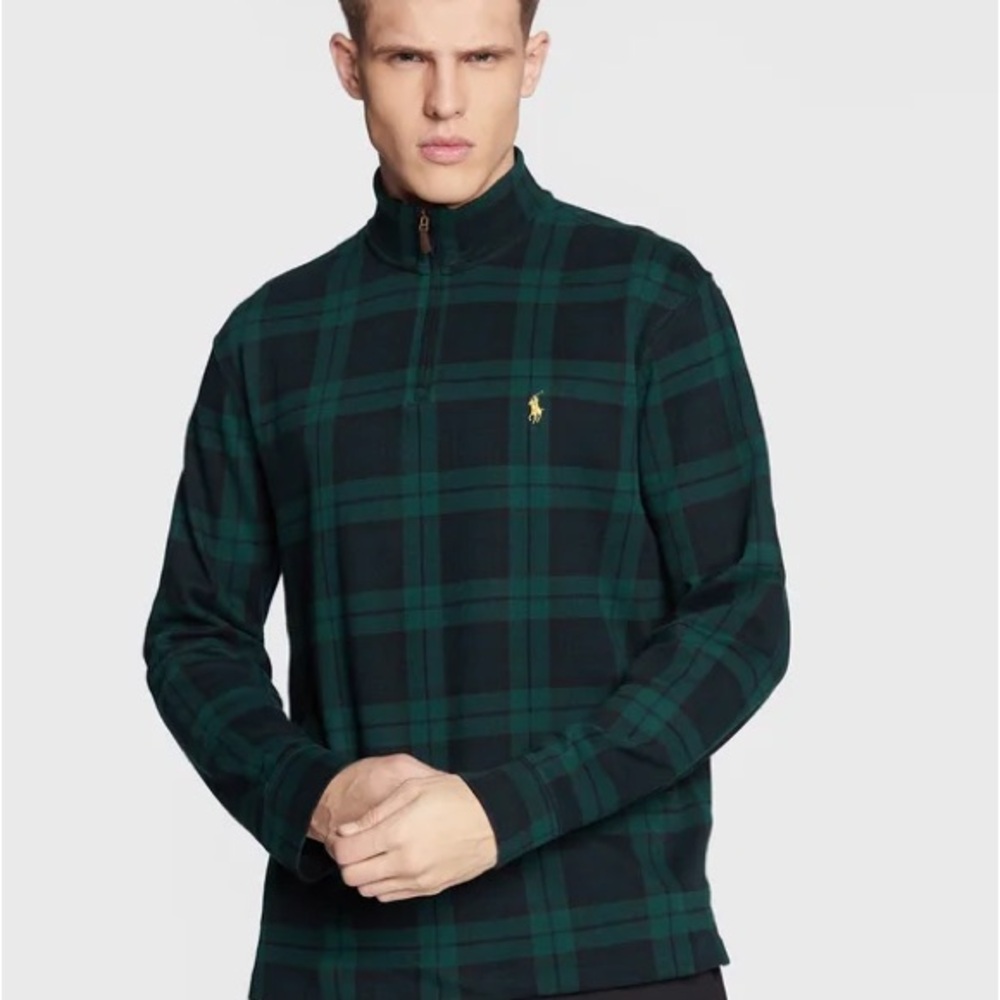 NWT Polo Ralph Lauren Blackwatch Plaid Men’s Estate-Rib Cotton Pullover